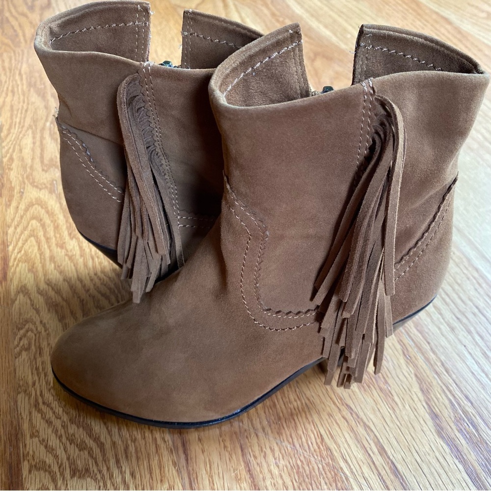 Sam Edelman Boots Women’s 6.5 Leather Suede Fringe Louie Side Zip Western - Picture 5 of 12